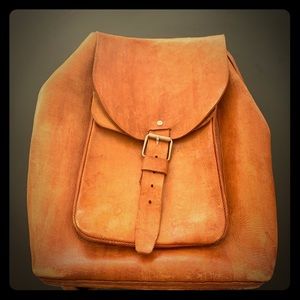 Classic Vintage Brown Leather Backpack